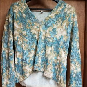 J. Jill Floral Hooded Long Sleeved Sweater